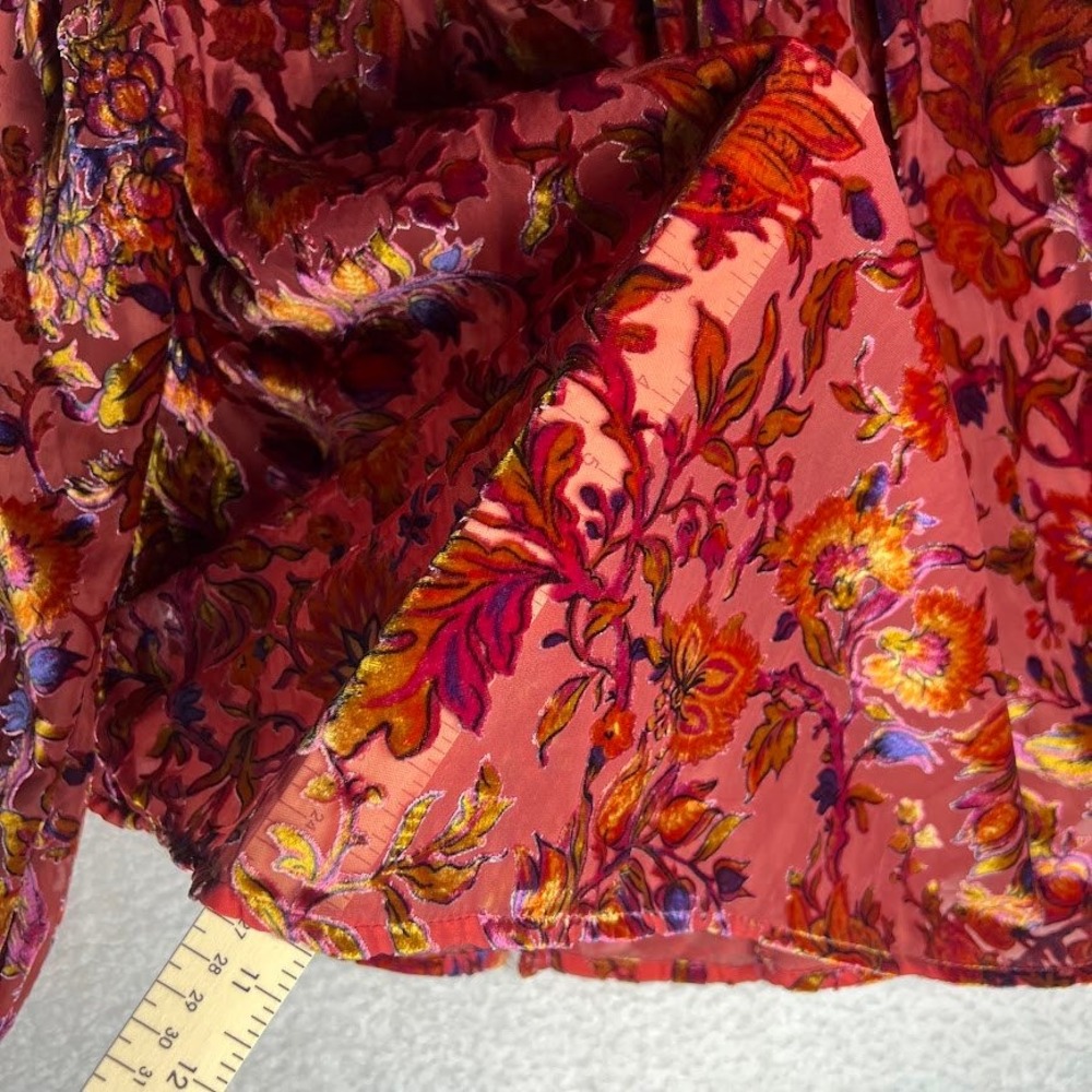 Anthropologie Velvet Burnout Floral Blouse Romantic Boho Prairie Top Womens XL - Picture 14 of 16